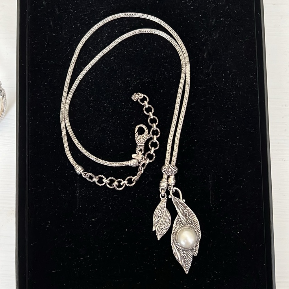 Luxury Artisan of Bali Pearl Bolo Chain. Artisan-crafted of sterling silver.